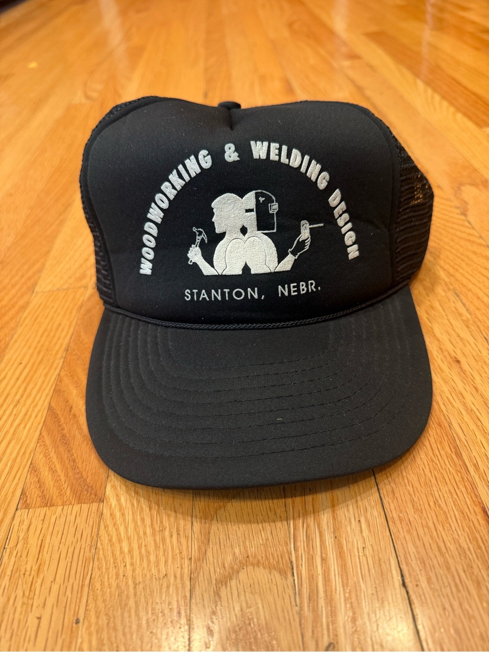 Black Woodworking & Welding Logo Trucker Hat